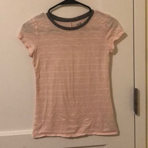 Pink with white stripes t shirt from hollister